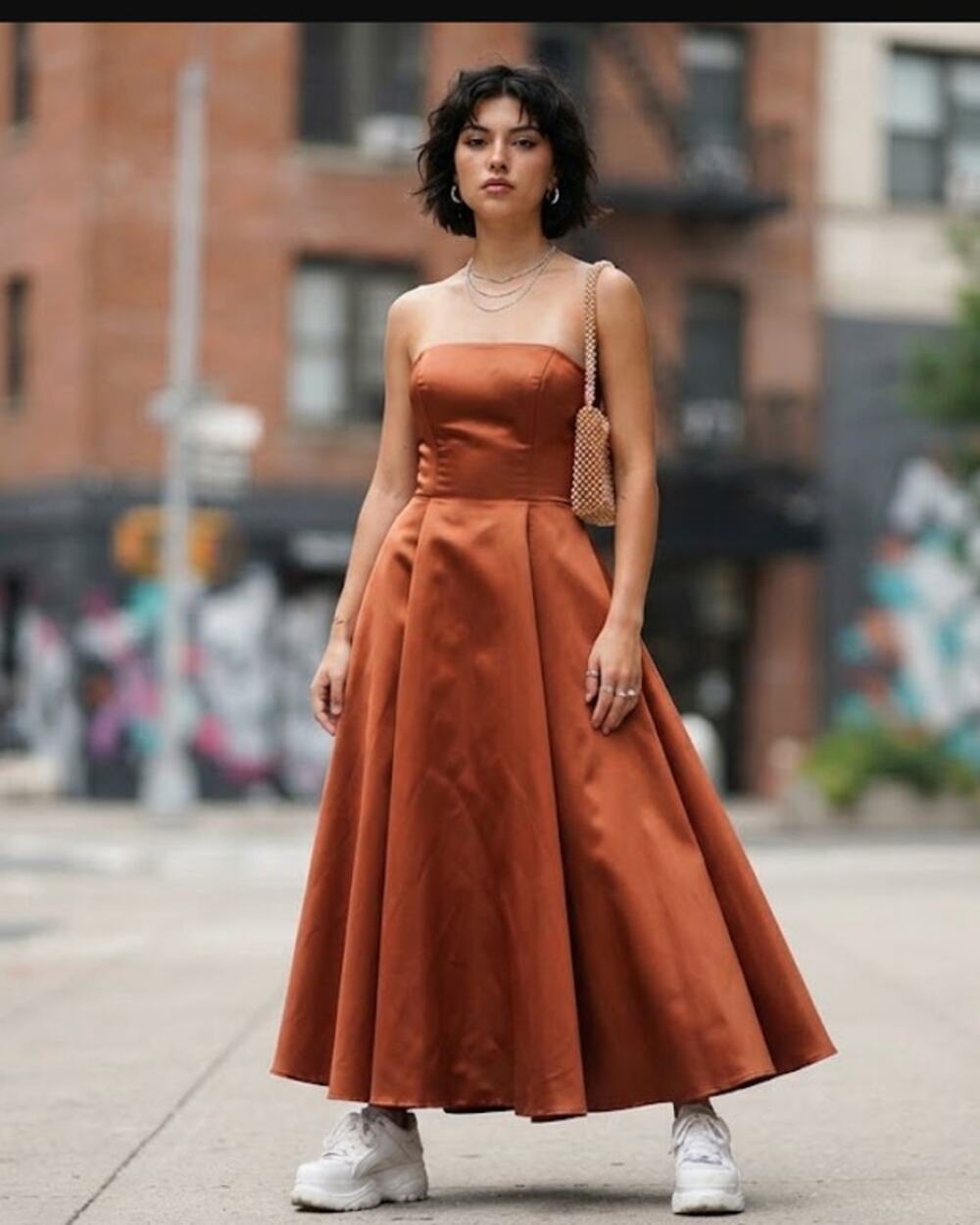 Vintage Michaelangelo Rust Satin Strapless Formal Gown Dress Sz 10/ 12 Shawl